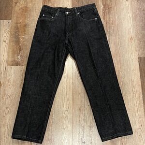 Faconnable F39 Black Men's 5 Pocket Straight leg cotton Denim Jeans Size 35 L